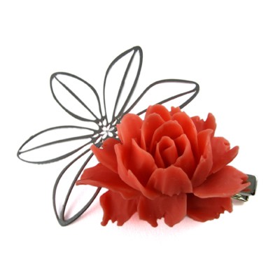 Coral Woodruff Rose Clip