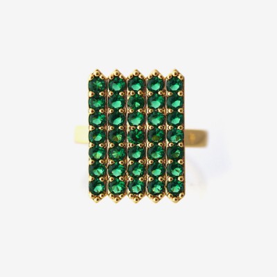 Birthstone Pavé Cocktail Ring - Emerald