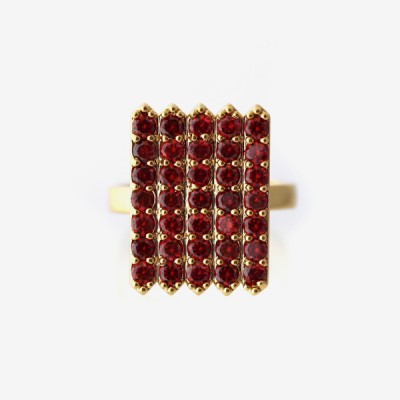 Birthstone Pavé Cocktail Ring - Garnet