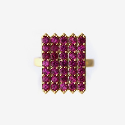 Birthstone Pavé Cocktail Ring - Ruby