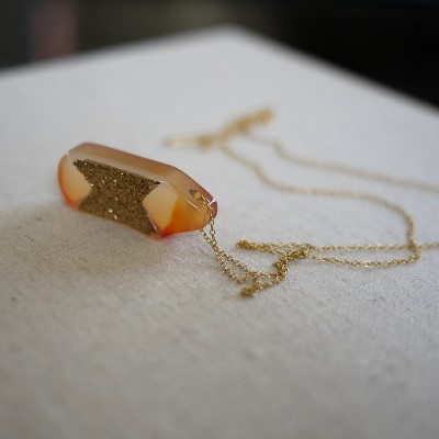 Carnelian Druzy Necklace - One of a Kind