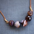 Leather Agate Necklace - Shades of Violet