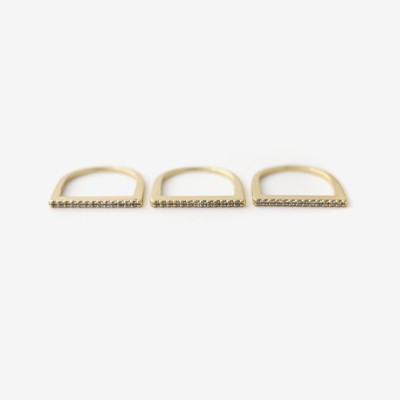 Stacking Bar Pavé Ring - Set of 3